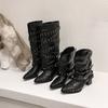 Modedesigner Vintage Nieten Damen Western Cowgirl Stiefel Mode Herbst Winter Damen Elegant Ritter Lange Stiefeletten