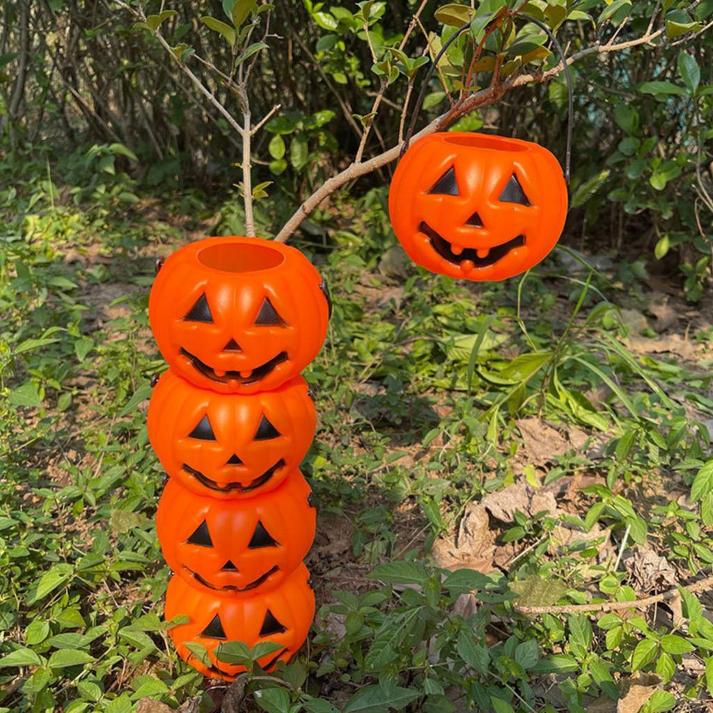 8 Pcs Plastic Candy Bucket - Halloween Trick Or Bucket, Orange Party Decorations, Candy Box For Kids