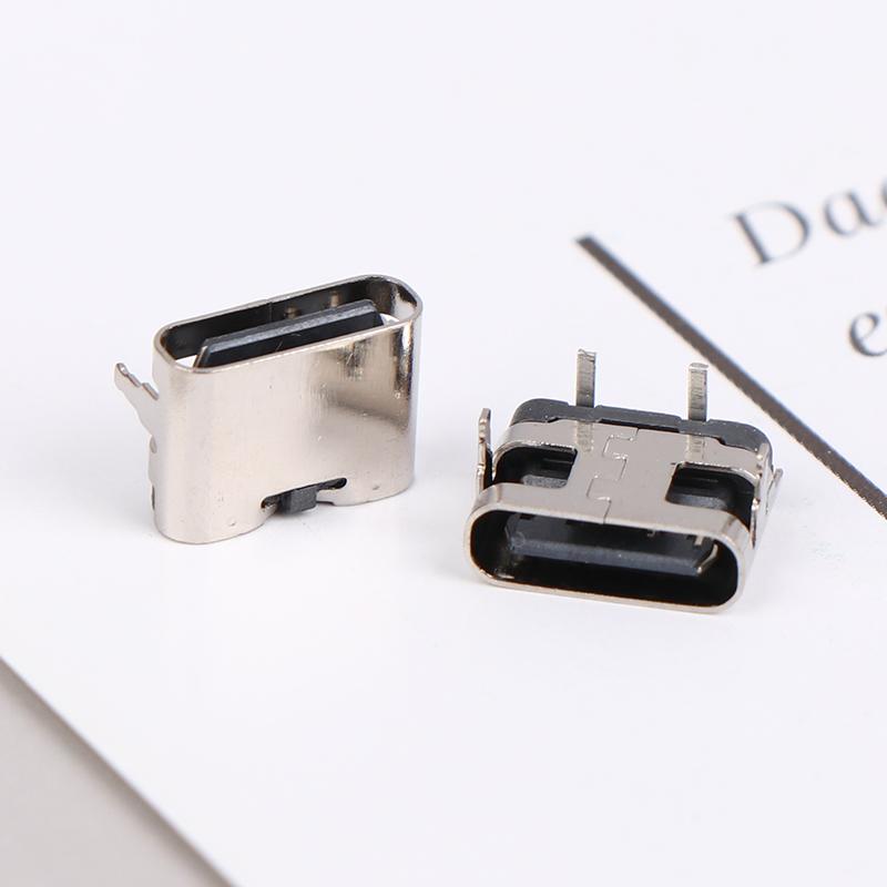 10Pcs Type-C Female Seat 2 Pin Plug Micro Connector Socket Usb Power Jack Dock For Mobile Phone Charging Port