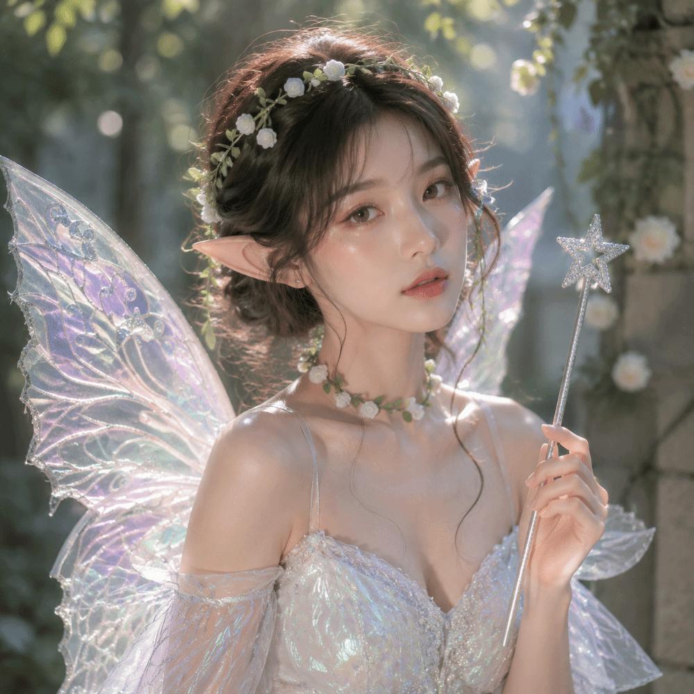 Sparkling Wings Wreath Elf Ear Set Foldable Fairy Cosplay Set Butterfly Wings Set  Themed Party