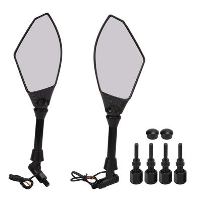 Rear View Mirrors with LED Turn Signals Universal Motorcycle Indicator Left and Right Replacement