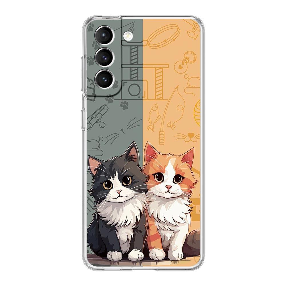 Phone Case For Samsung Galaxy S24 Plus S23 S22 S21 S20 FE Ultra 5G S10 S10E S9 Soft Clear Cover Cartoon Lovely Cat Art Fashion