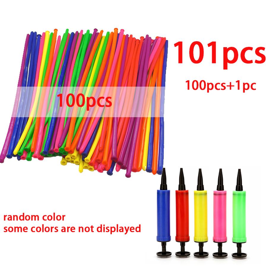50/101pcs Long Strip Balloon with Mini Pump Festival Birthday Party Wedding Decor Atmosphere Creating DIY Styles Tool XJM