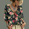 Women's Casual V-Neck Printed Tie Ruffle Blouse for Everyday Wear
