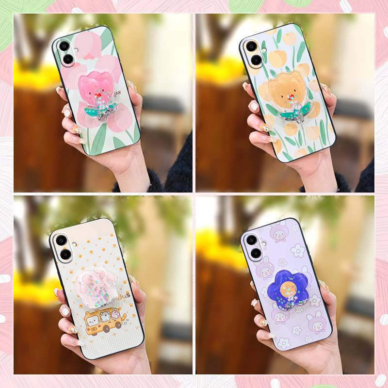 Rotatable Stand Quicksand Phone Case For Samsung Galaxy A07 Glitter Kickstand Skin Feel Silicone Simplicity Silicone TPU