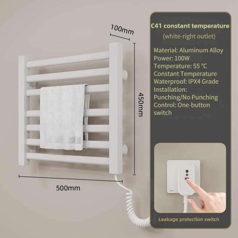 Bathroom Electric Heating Towel Aluminum Alloy Electric Towel Rack Bar Intelligent Constant Temperature Drying Towel Storage Rack