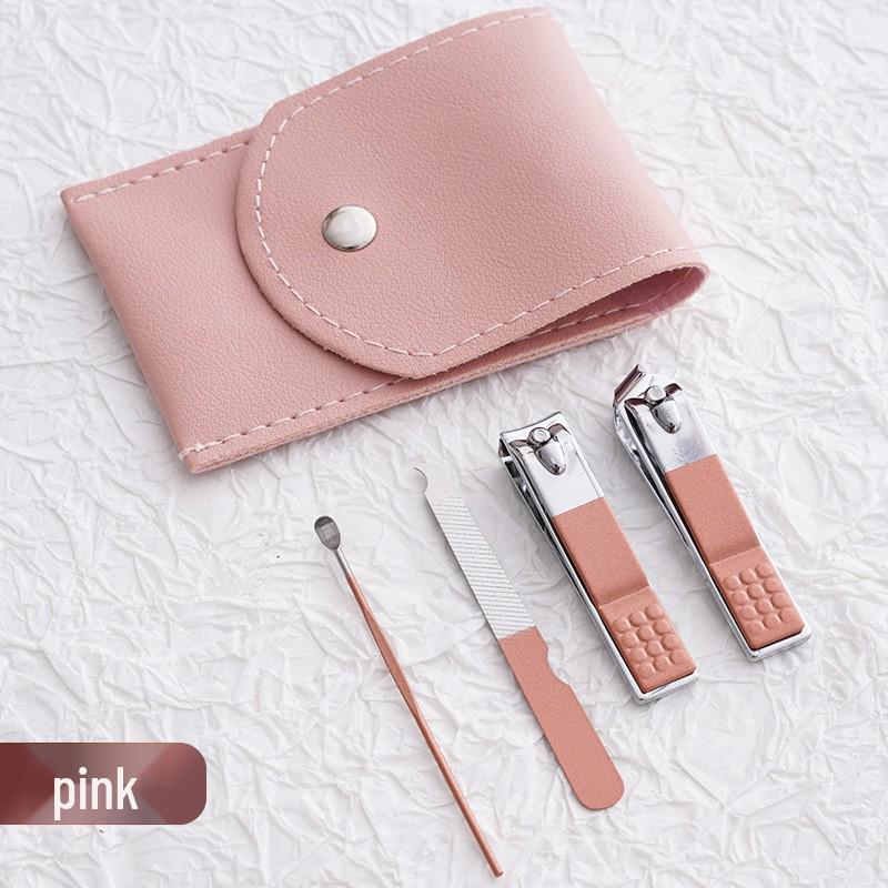 Four-Piece Manicure Set: Flat & Slant Mouth Nail Clippers, Macaron Scissors, Ear Pick.