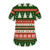 Women's V-Neck Short Sleeve Christmas Print Work Tunic Top with Pockets and Side Slits