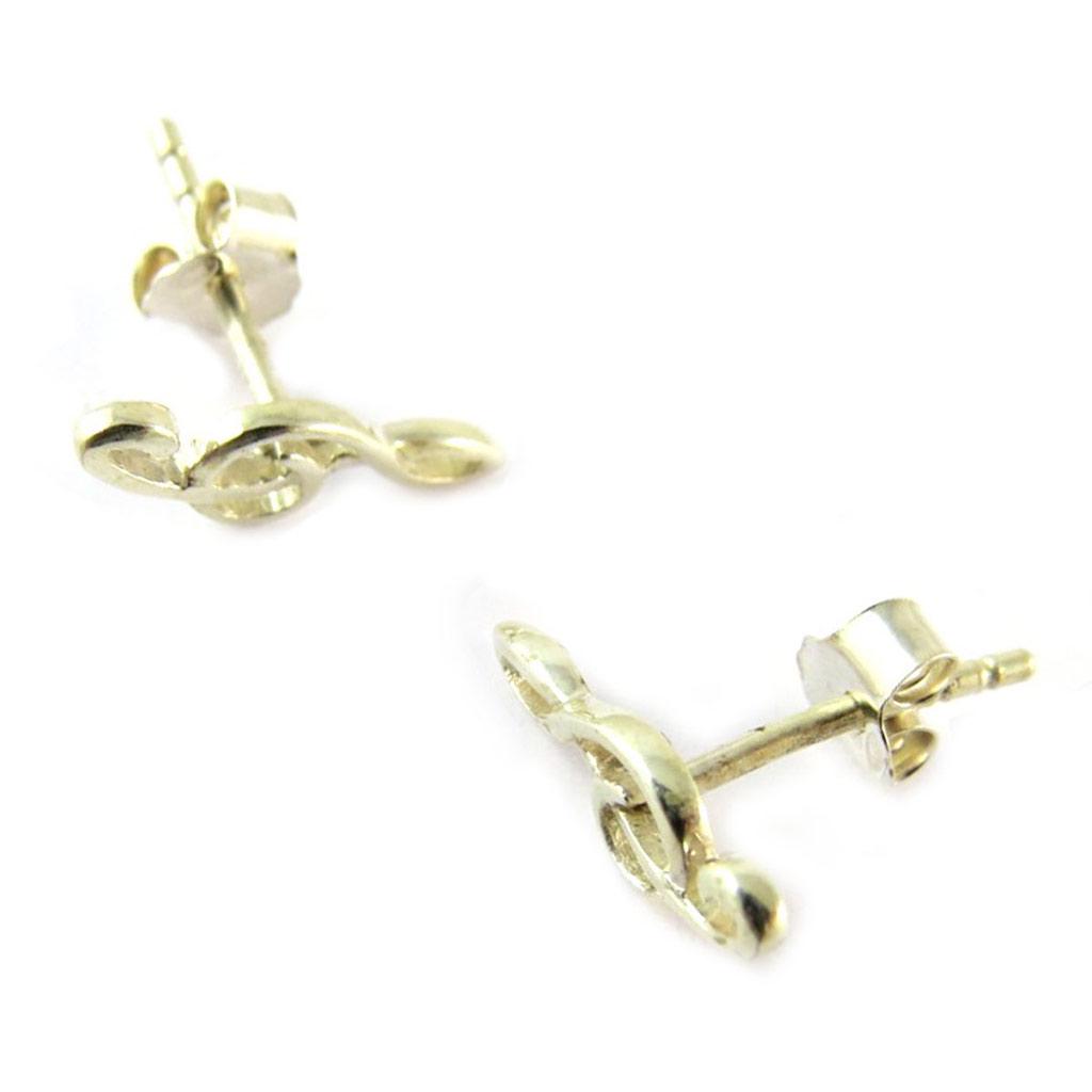 Les Trésors De Lily [D7435] - Cercei de argint 'Treble Clef' - 4x13 mm