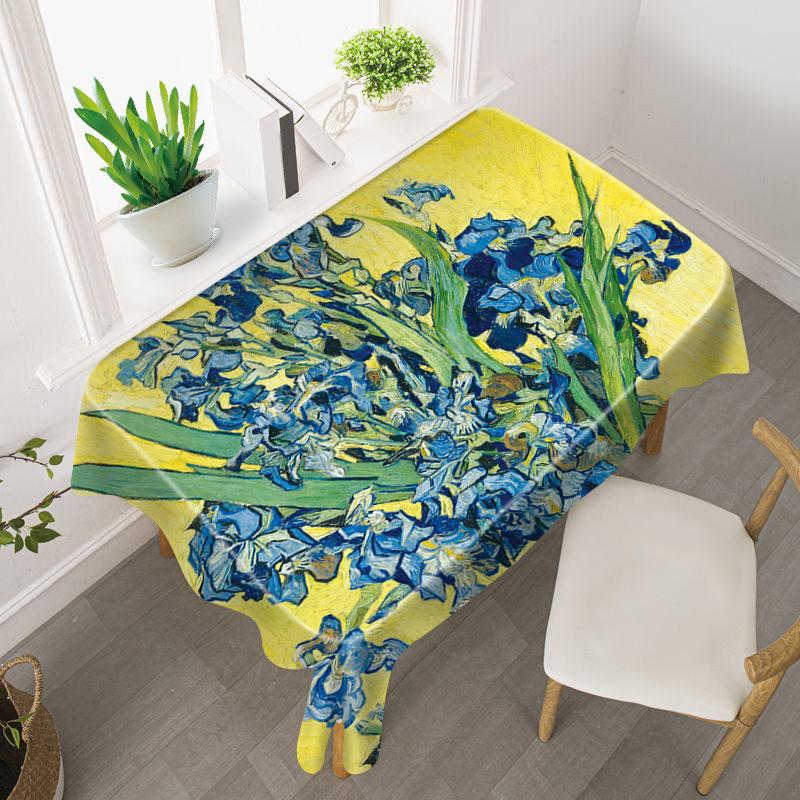 Van Gogh Starry Sky Tablecloth Light Luxury Oil Painting Art Studio Sunflower Famous Painting Waterproof Table Mat Tablecloth