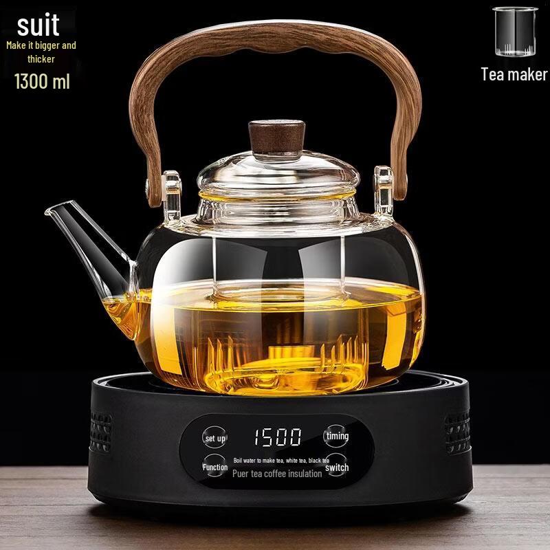HANDUNYOU Heat-Resistant Glass Teapot with Ceramic Stove