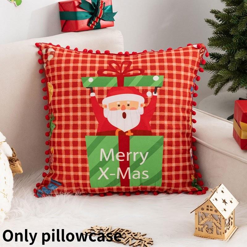 Cartoon Santa Christmas Pillowcase Cushion Back Pillow Cover Xmas Holiday Decor