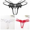 Hollow-out Women's Thong Low-waist Mesh Lace Briefs Breathable Pearl Lace Underwear  Female
