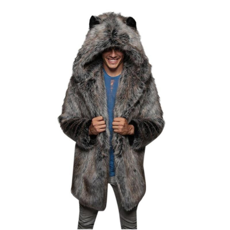 Ny Fuskepelskåpe Herre Vinter Casual Varm Minkkåpe Utendørs Hettekåpe Herre Høy Kvalitet Fuskepelskåpe