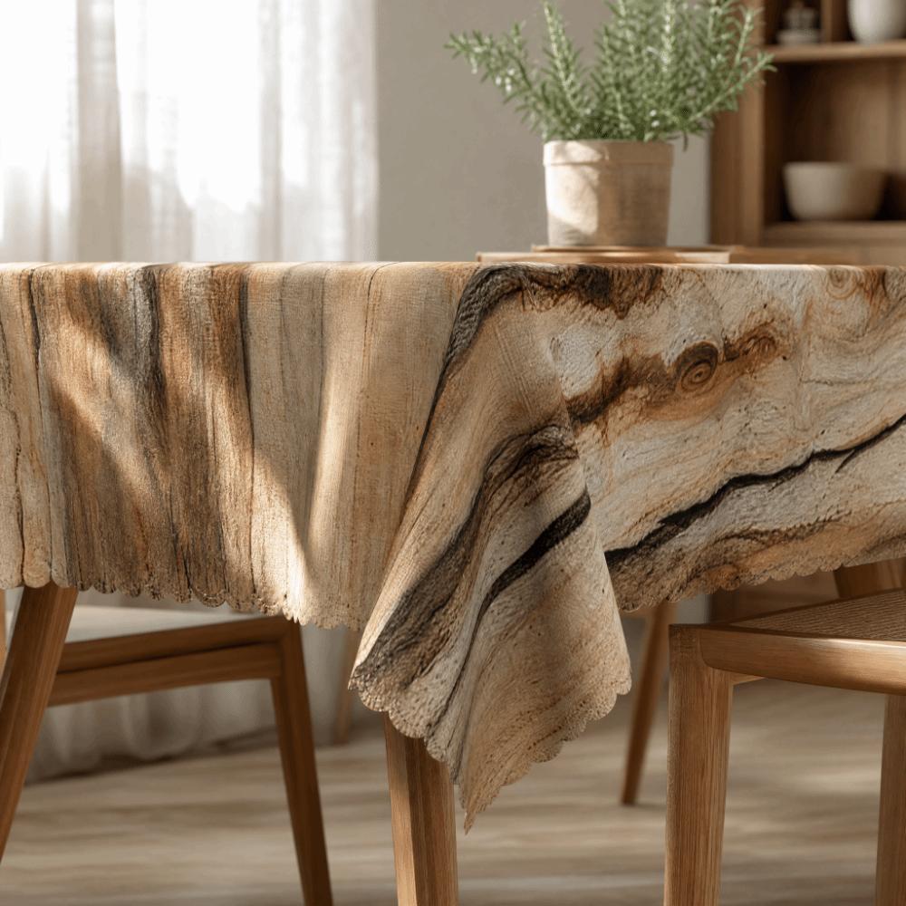 Square Printed Table Cover Rustic Wood Pattern Polyester Table Cloth  Outdoor Event