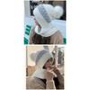 New Hoodie Beanie With Pom Winter Windproof Warm Knit Hats Ribbed Knitted Beanies Neck Guard Ski Hat For Women