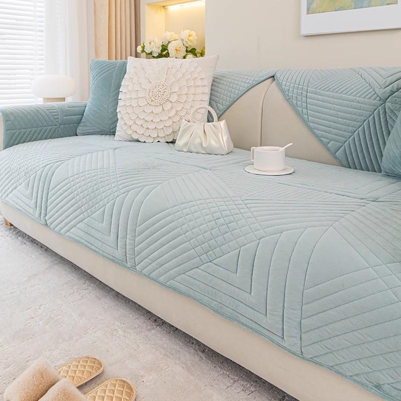1PC Solid Color Nordic Sofa Cover Thicken Plush Universal Sofa Cushion Mat Non-Slip Couch Towel Slipcover Home Living Room Decor