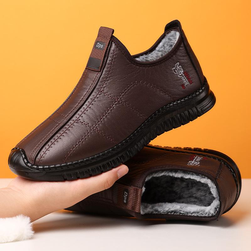 Shoes Men's winter versatile cotton shoes Large size leather boots Cold-proof and warm snow boots Fleece thickened cotton boots Men's boots