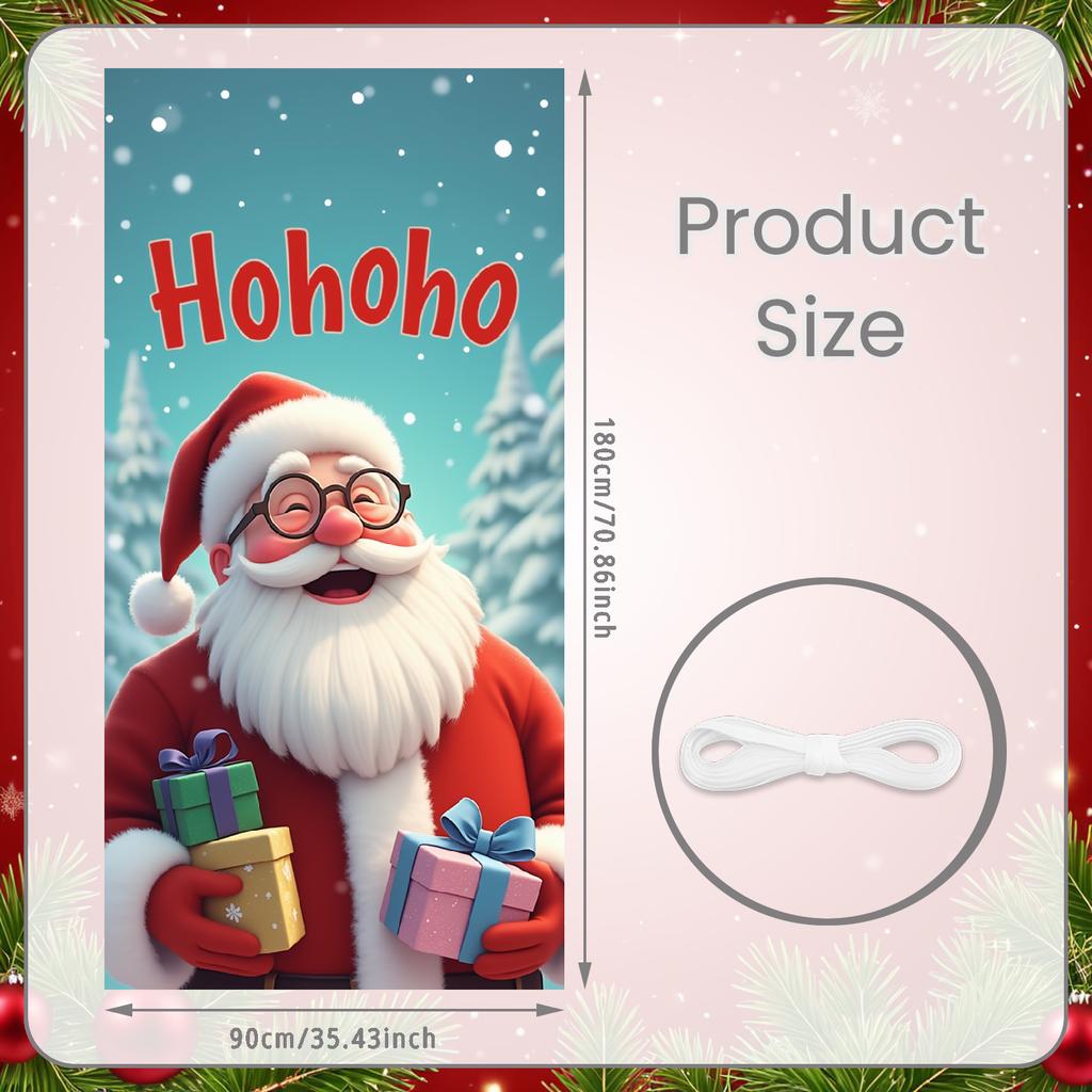 Holiday Decoration Gift Boxes Seasonal Banner Christmas Banner Cheerful Expression Santa Claus Banner For Family Gathering