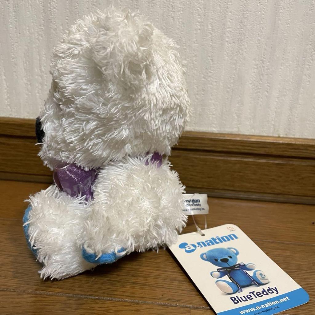 [USED] a-nation Blue Teddy Bear, Stuffed Animal, White