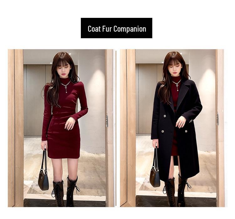 Roter Bodycon-Rock für Damen - Herbst/Winter 2026 Schlankes Strickkleid für Neujahr