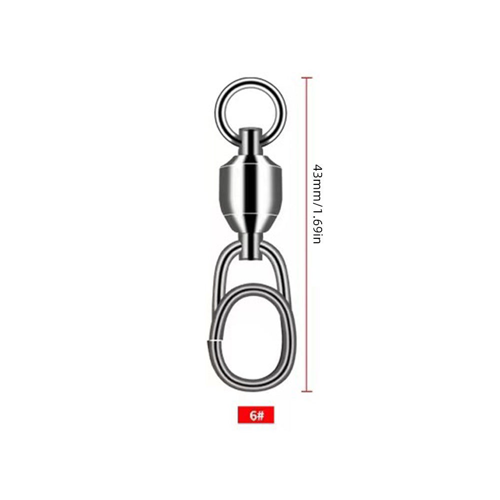 1pcs Fishing Bearing Rolling Swivels Stainless Steel Oval Split Rings Hooked Snap Fishing Lure Connector Accessories