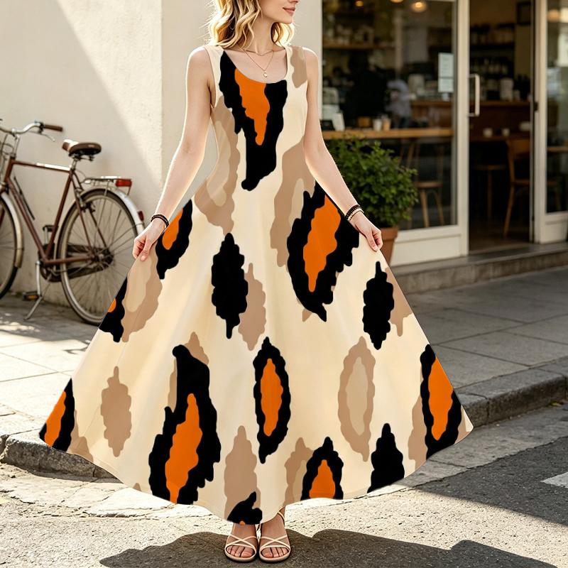 Sleeveless Bohemian Maxi Dress,Loose Fit Soft Comfortable Summer Dress,Versatile Casual Daily Wear