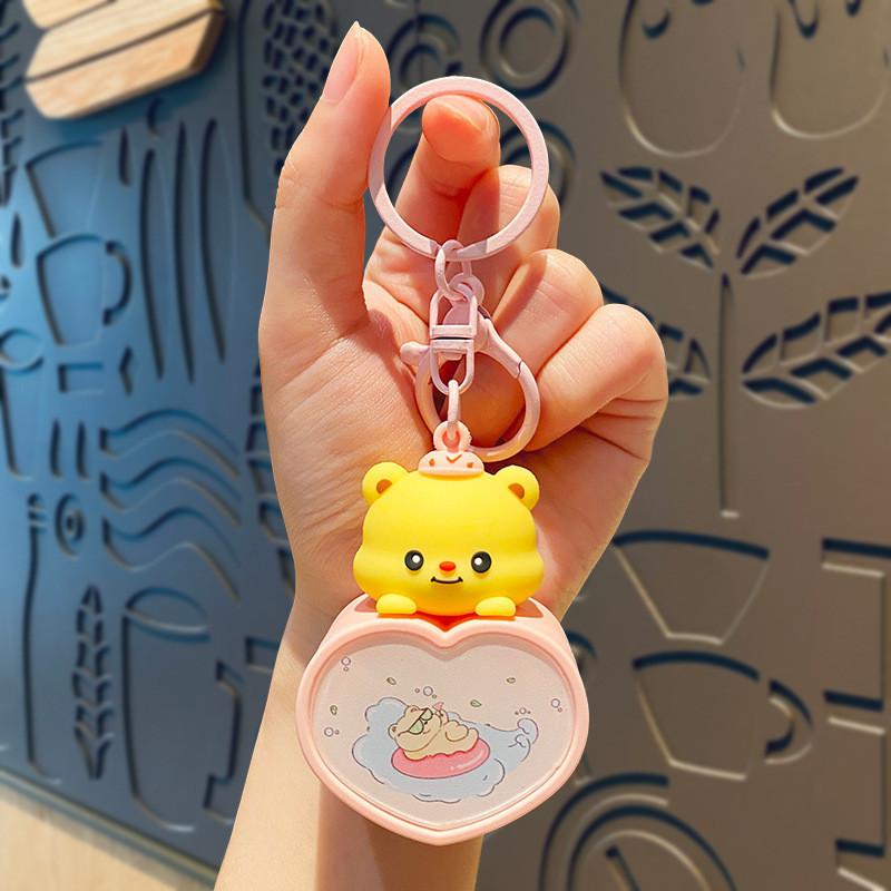 Adorable Heart Bear Night Light Keychain Cute Silicone Accessory For Gifts