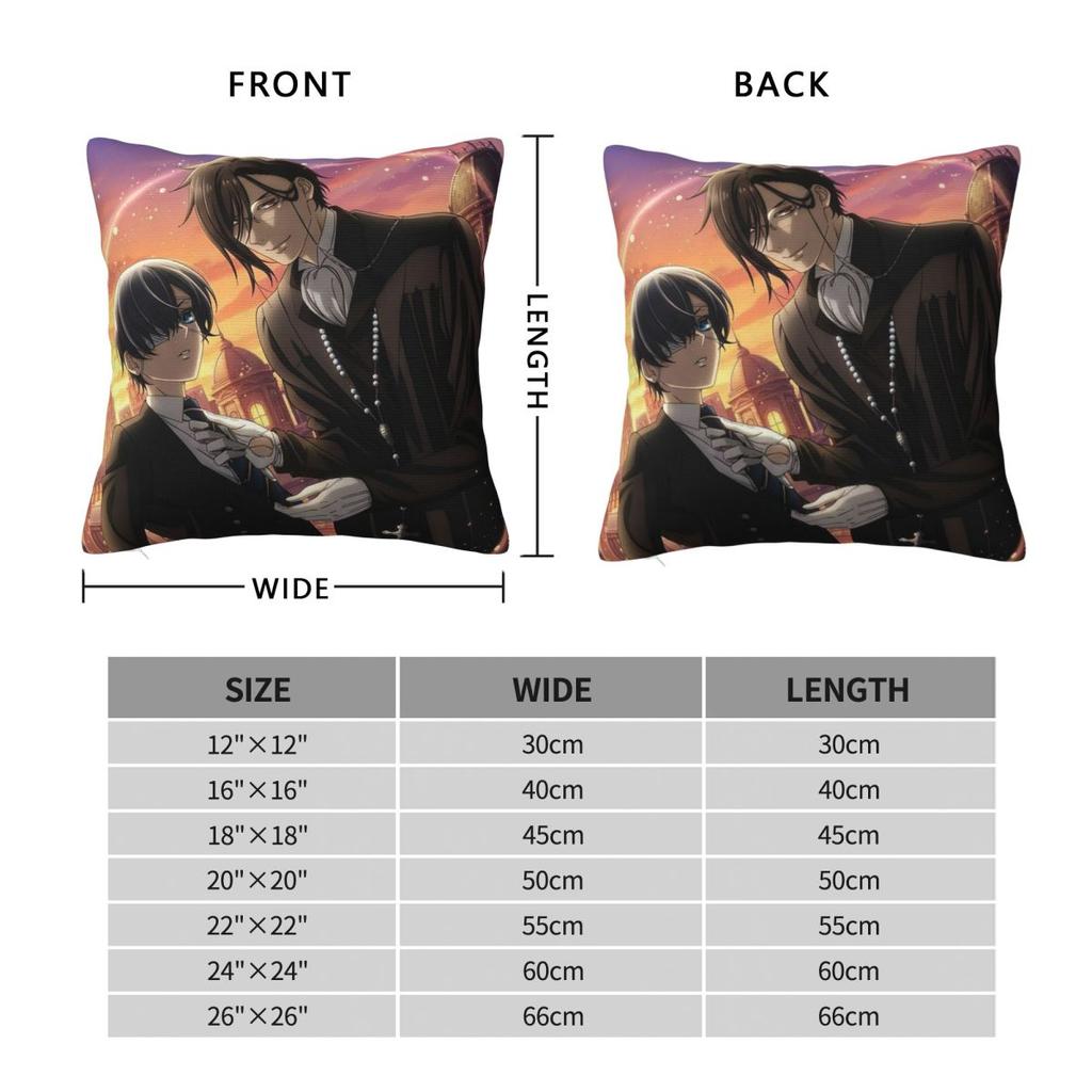 Anime Black Butler Square Pillowcase Cushion Cover Pillow Case Throw Pillow Cover for Home Sofa Living Room
