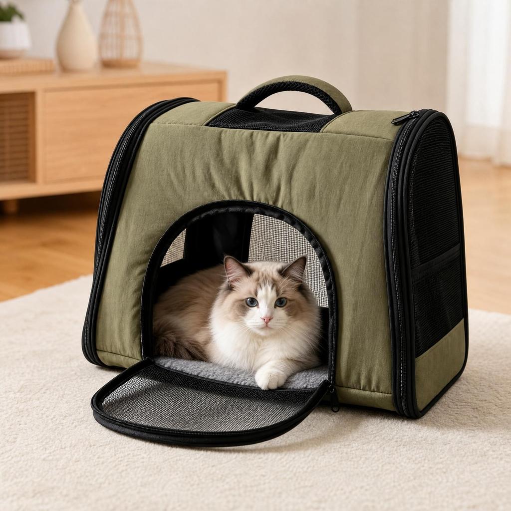 Cat Carrier Foldable Rectangular Pet Travel Bag Breathable for Everyday Outings