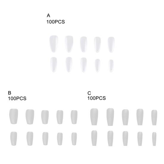 100Pcs 3 Styles Manicure Tips Easy to Apply Excellent Transparent Seamless Full Coverage False Nails