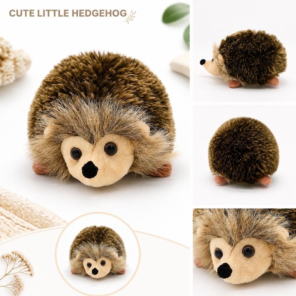 Realistic Hedgehog Plush Toy Stuffed Animal Soft Fabric Hedgehog Doll Decorative Animal Replica for Home Office Display and Gift