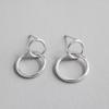 New Fashion Simple Geometric Personalized 925 Sterling Silver Hollow Circle INS Cross Double Ring Circular Earrings TYB623