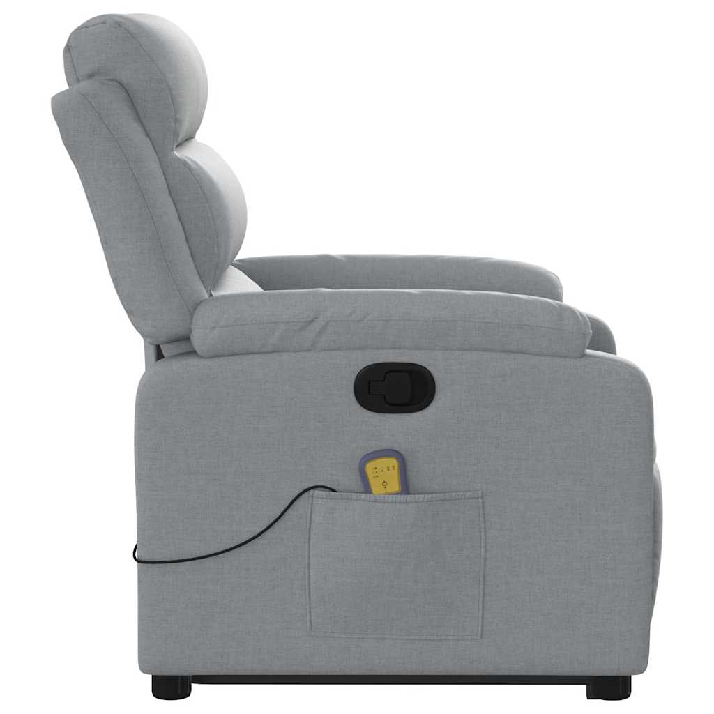 Massage Recliner with Rising Function Light Grey Fabric