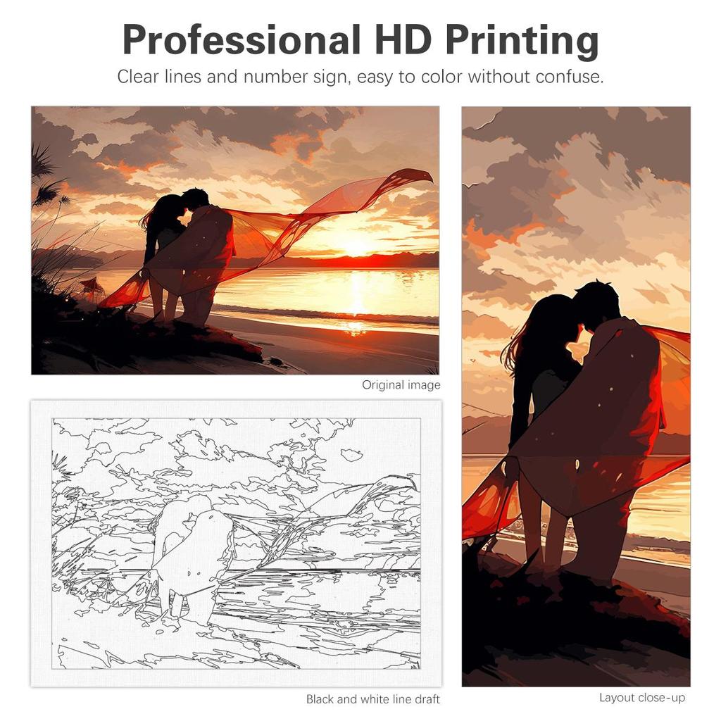 Frame Sunset Painting By Numbers Kits For Adults Landscape Beach Lover Diy Gift Acrylic Paint By Numbers For Diy Crafts 40x50cm