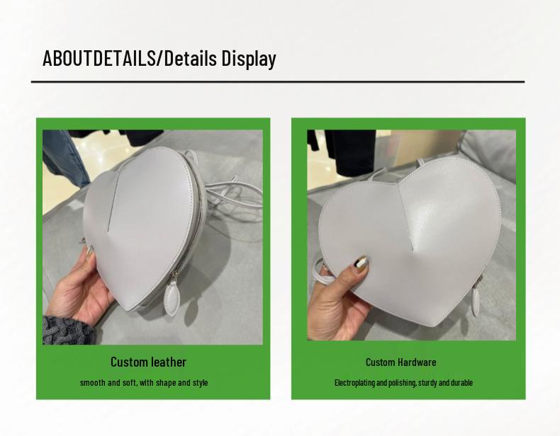 2025 Spring/Summer Peach Heart Women's Crossbody Bag - Stylish, Versatile Single-Shoulder Design Inspired by Japanese and Korean Fashion