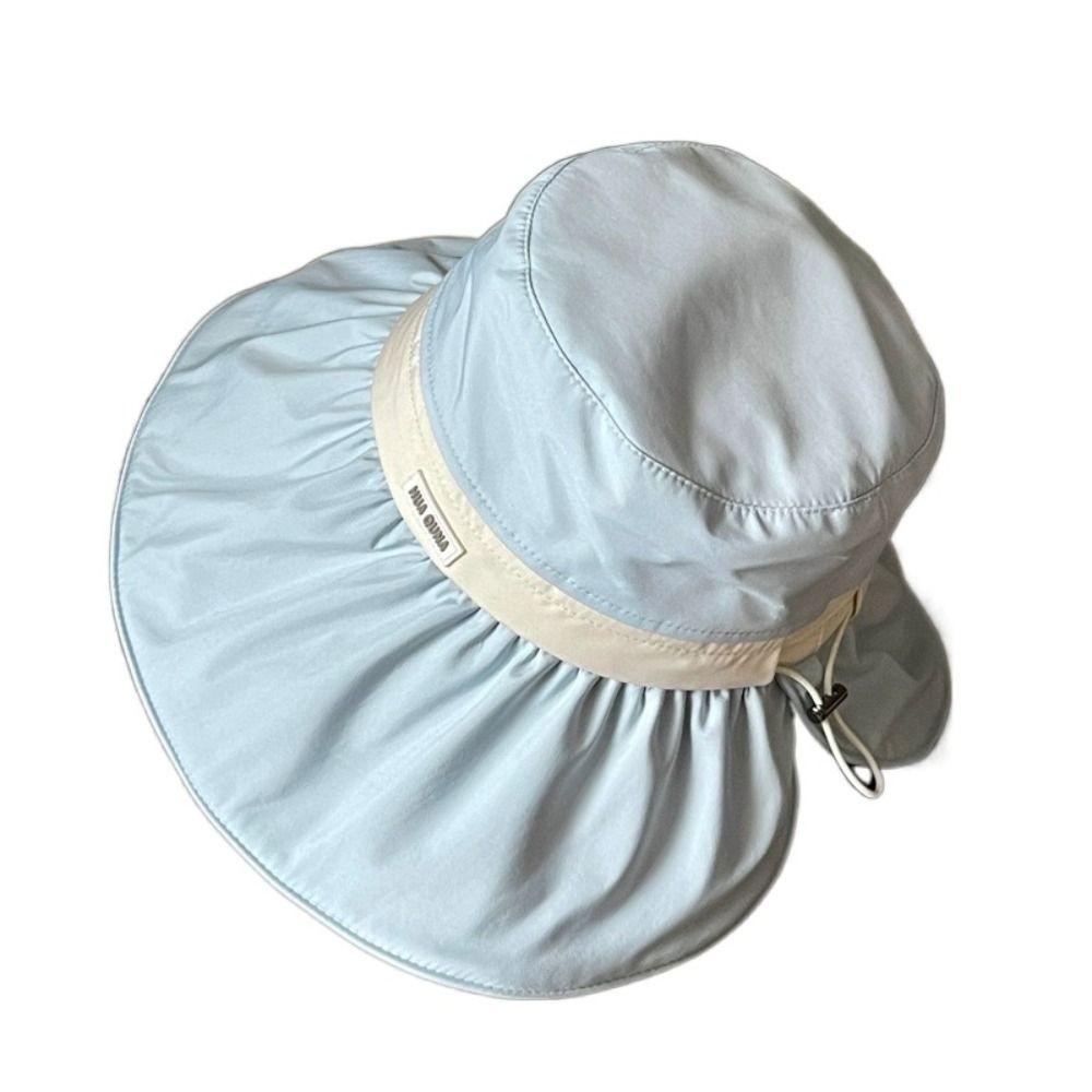 

Солнцезащитная шляпа-панама с широкими полями, тканевая, женская, шляпа-ведро, повседневная, для защиты от солнца, пляжная синий