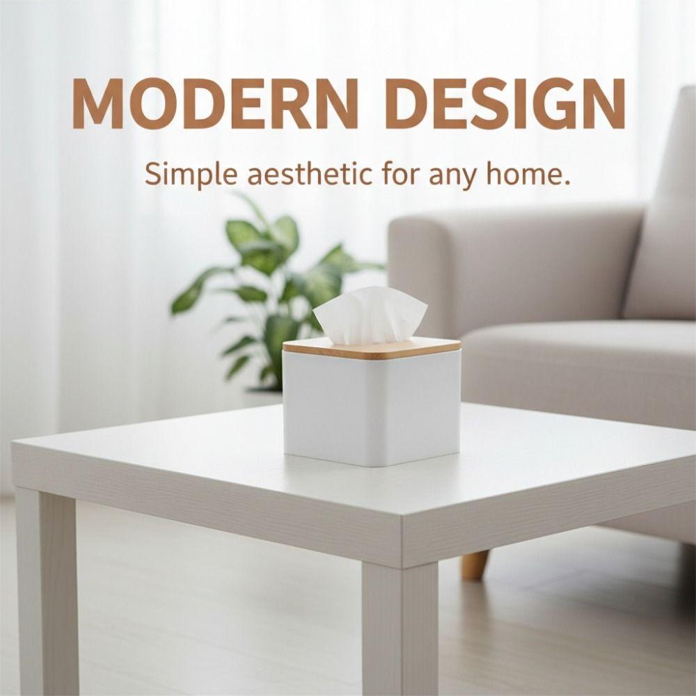 Square Tissue Box Holder Wood, PP Storage Organizer Kitchen Tissue Box Cover  Home Use