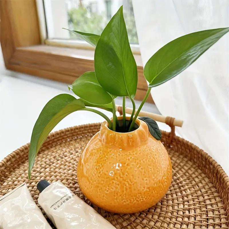 1pc Fashion Orange Design Ceramic Vase, Suitable For Hydroponics - Perfect Choice For Living Room And Office Decoration