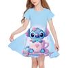 Stitch Summer Girls Skirt Short Sleeved Dress 3d Printed Cartoon Princess Cute Children's Fashion Party Trend Clothing