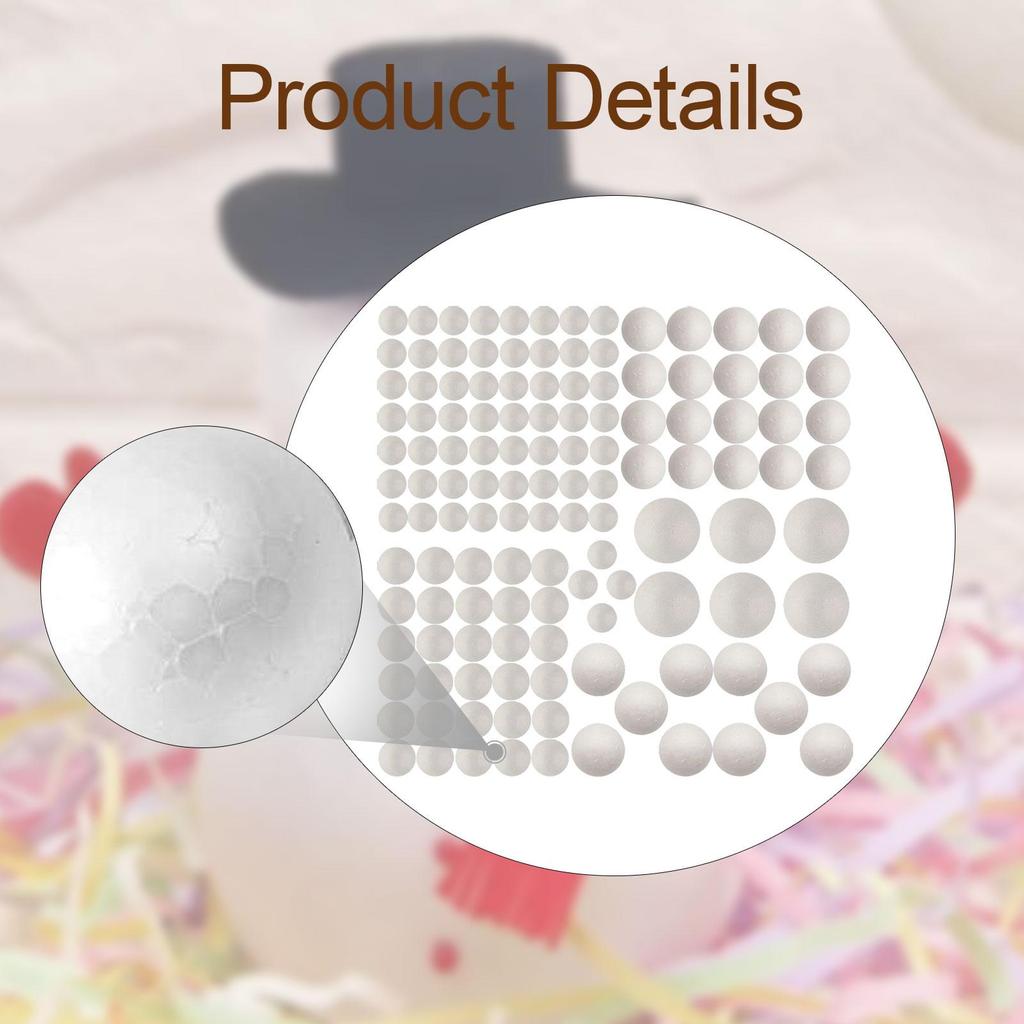 High Quality Craft Foam Balls DIY Craft Supplies Smooth Polystyrene Balls for Christmas Arrangements and Parties