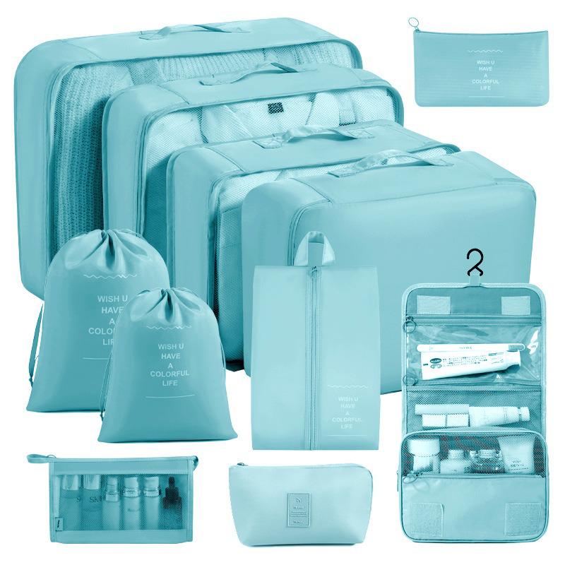 Eight-Piece Waterproof Travel Storage Bag Set for Business Trips - Large Capacity