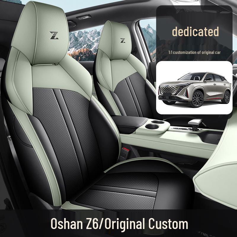 Oshan Z6 Compatible Full Leather Car Seat Cushion, All-Season Universal Fit, Set for Five-Seater