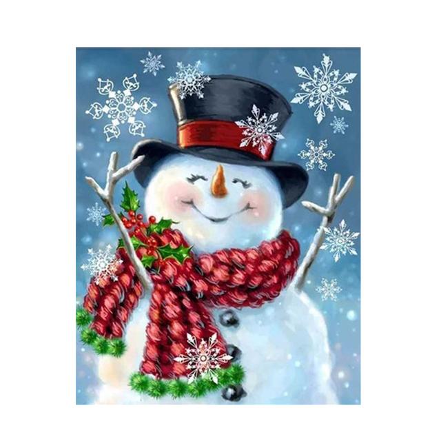 Solid Wood Frame Cute Cartoon White Snowman Canvas Paintings Classic Modern Nordic Posters Prints Wall Art Pictures for Living Room Home Decor