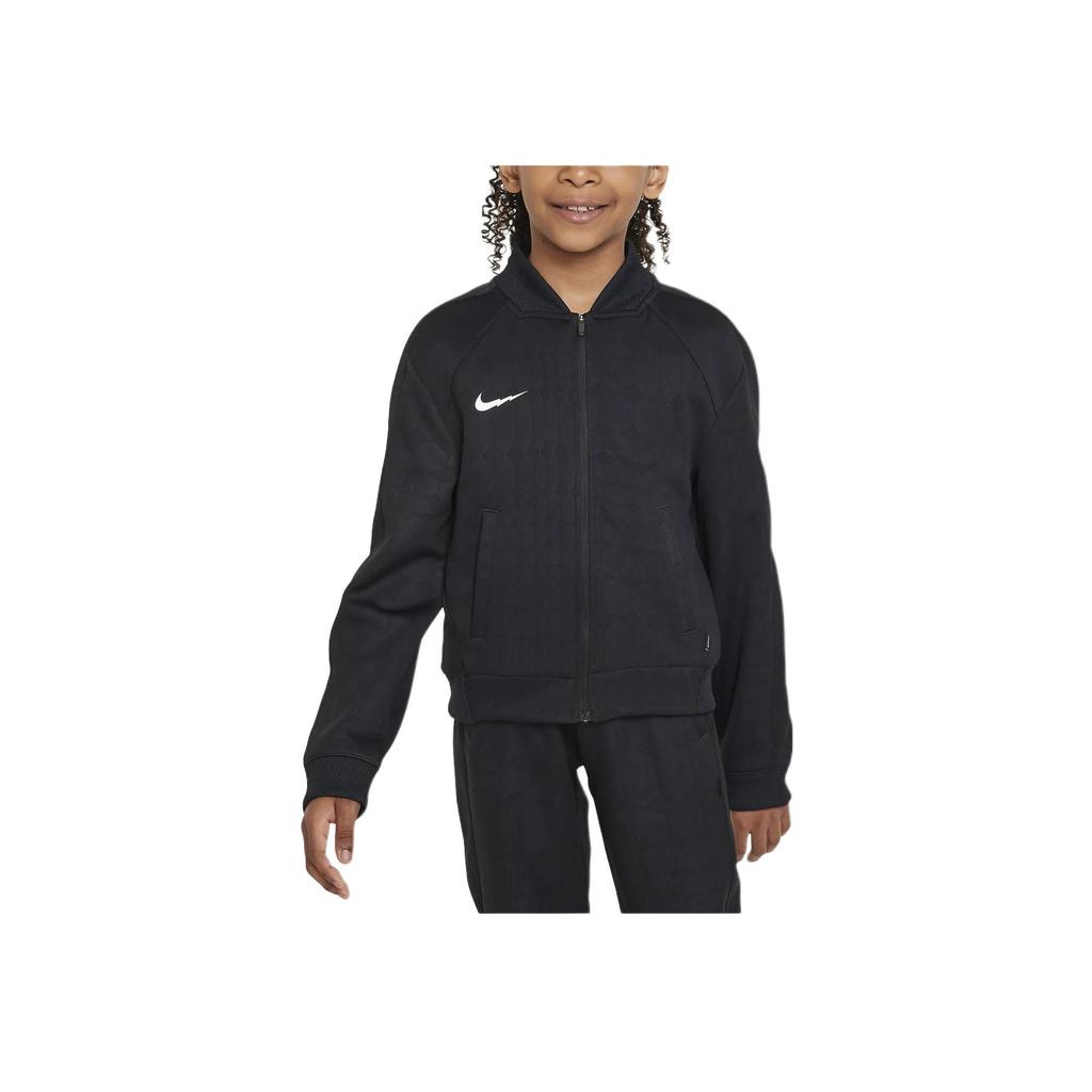 Nike Einfarbige Rundhalsjacke mit Reißverschluss und langen Ärmeln Kinderjacken Schwarz FD3126-010