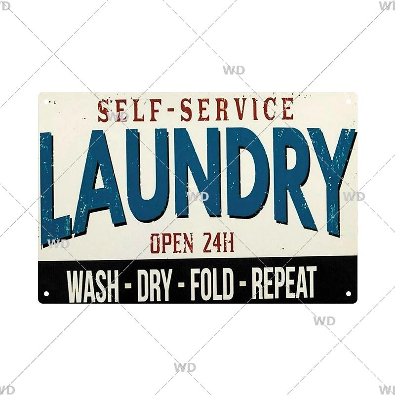 Laundry Vintage Tin Sign Funny Metal Plaque Pin Up Girl Retro Plate Wall Art Painting for Home Room Washroom Posters Decor
