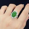 Trending Simulated Natural Ice Chalcedony Jasper Open Ring for Women with Full Diamonds
