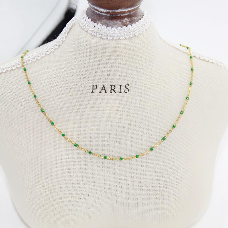 Edelstahl Tropföl Perlen-Kugelketten-Halskette – Nicht verblassend, Farberhaltend, Handgemachter DIY-Schmuck