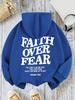 Casual Women's Hoodies Faith Over Fear Letter Printing Sweatshirts Fleece Warm Comfortable Pocket Pullovers Autumn Streetwear