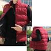 Men Cotton Waistcoat Autumn Winter Stand Collar Sleeveless Zipper Placket Jacket with Pockets Solid Color Thickened Quilted Vest Coat